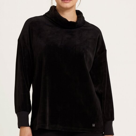 Calvin Klein Women’s Velour Black Oversized Cowl Neck Sweater Size Small - Picture 3 of 7
